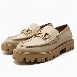 Zara Buckle Leather Sole Loafers 2582/110